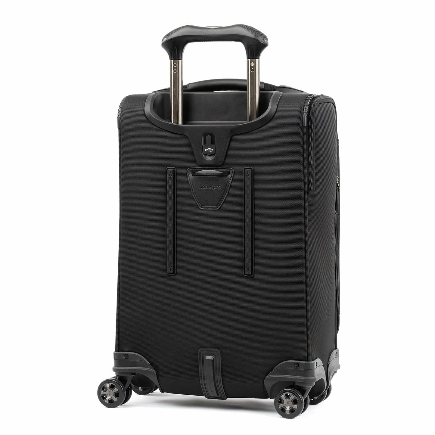 Travelpro Crew Versapack Global Carry-On Expandable Spinner Luggage w/ Built-In USB Port in Jet Black | Travel Suitcase