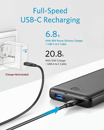 Anker Portable Charger, USB-C Power Bank 20000mAh with 20W Power Delivery, 525 Power Bank (PowerCore Essential 20K PD) for Phone 13/13 Pro / 13 Pro Max/12/12 Pro, Samsung, iPad Pro, and More