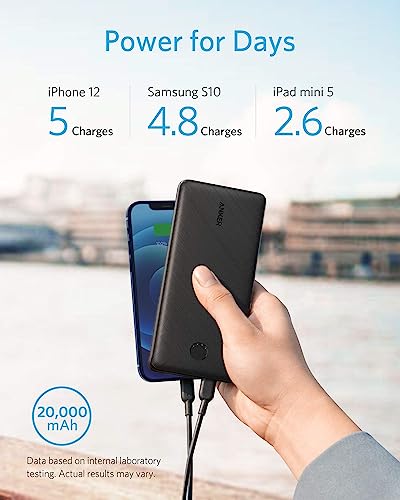 Anker Portable Charger, USB-C Power Bank 20000mAh with 20W Power Delivery, 525 Power Bank (PowerCore Essential 20K PD) for Phone 13/13 Pro / 13 Pro Max/12/12 Pro, Samsung, iPad Pro, and More