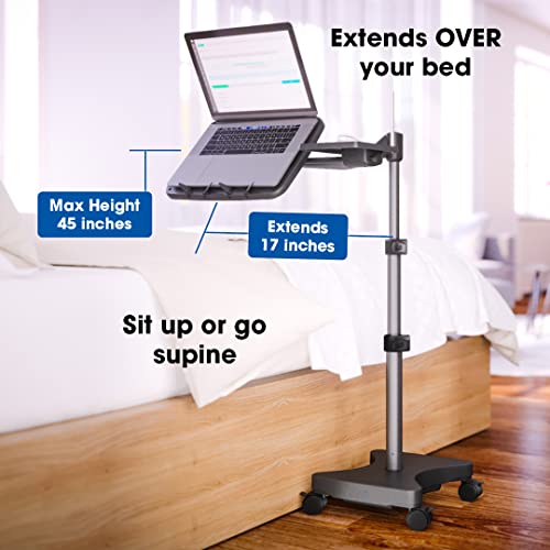 LEVO G2 Rolling Laptop Workstation Stand Cart Desk for Laptops, Books, Tablets, and Art, Made for Sofa, Bed, Chair, or Standing - Mouse Tray Included.